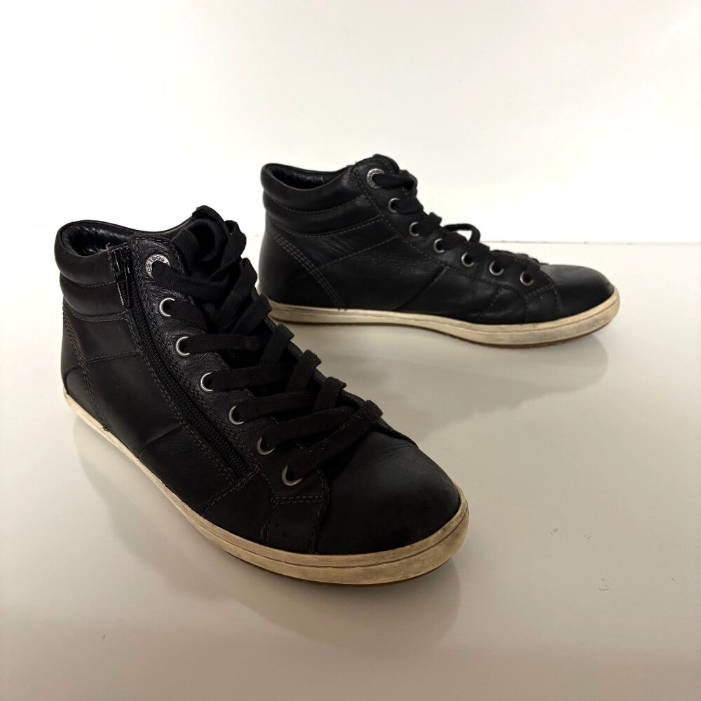 Taos Union High-Top Sneakers Womens Size 7.5 Side Black Zipper Lace-Up Shoes